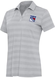 Antigua New York Rangers Womens Grey Tunnel Short Sleeve Polo Shirt