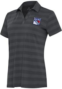 Antigua New York Rangers Womens Grey Tunnel Short Sleeve Polo Shirt