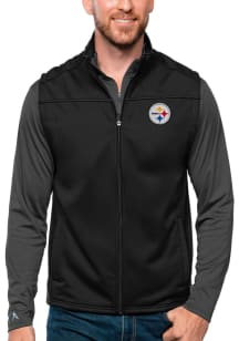 Antigua Pittsburgh Steelers Mens Black Links Golf Sleeveless Jacket