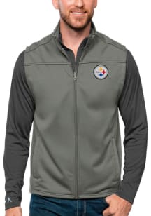 Antigua Pittsburgh Steelers Mens Grey Links Golf Sleeveless Jacket