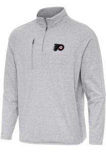 Antigua Philadelphia Flyers Mens Grey Certain Long Sleeve Qtr Zip Pullover