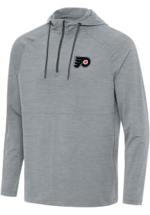 Antigua Philadelphia Flyers Mens Grey Spikes Long Sleeve Qtr Zip Pullover