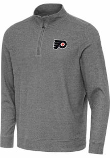 Antigua Philadelphia Flyers Mens Black Subtle Long Sleeve Qtr Zip Pullover