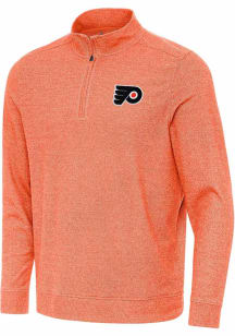 Antigua Philadelphia Flyers Mens Orange Subtle Long Sleeve Qtr Zip Pullover