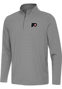 Antigua Philadelphia Flyers Mens Black Twine Long Sleeve Qtr Zip Pullover