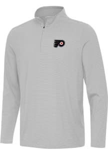 Antigua Philadelphia Flyers Mens Grey Twine Long Sleeve Qtr Zip Pullover