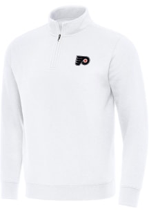 Antigua Philadelphia Flyers Mens White Victory Long Sleeve Qtr Zip Pullover