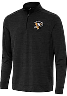 Antigua Pittsburgh Penguins Mens Black Bright Long Sleeve Qtr Zip Pullover