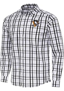 Antigua Pittsburgh Penguins Mens Black Tending Long Sleeve Dress Shirt