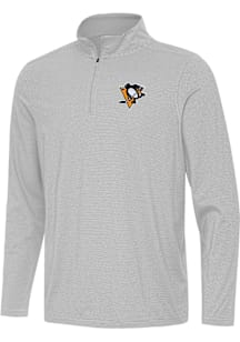 Antigua Pittsburgh Penguins Mens Grey Twine Long Sleeve Qtr Zip Pullover