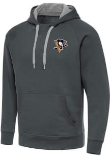 Antigua Pittsburgh Penguins Mens Charcoal Victory Big and Tall Hooded Sweatshirt