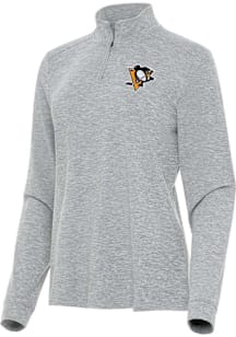 Antigua Pittsburgh Penguins Womens Grey Mentor Qtr Zip Pullover