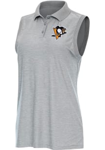 Antigua Pittsburgh Penguins Womens Grey Recap Polo Shirt