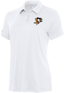 Antigua Pittsburgh Penguins Womens White Reprocess Recycled Short Sleeve Polo Shirt