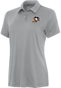Antigua Pittsburgh Penguins Womens Grey Reprocess Recycled Short Sleeve Polo Shirt