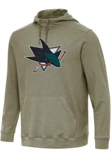 Antigua San Jose Sharks Mens Olive Full Front Cloud Long Sleeve Hoodie