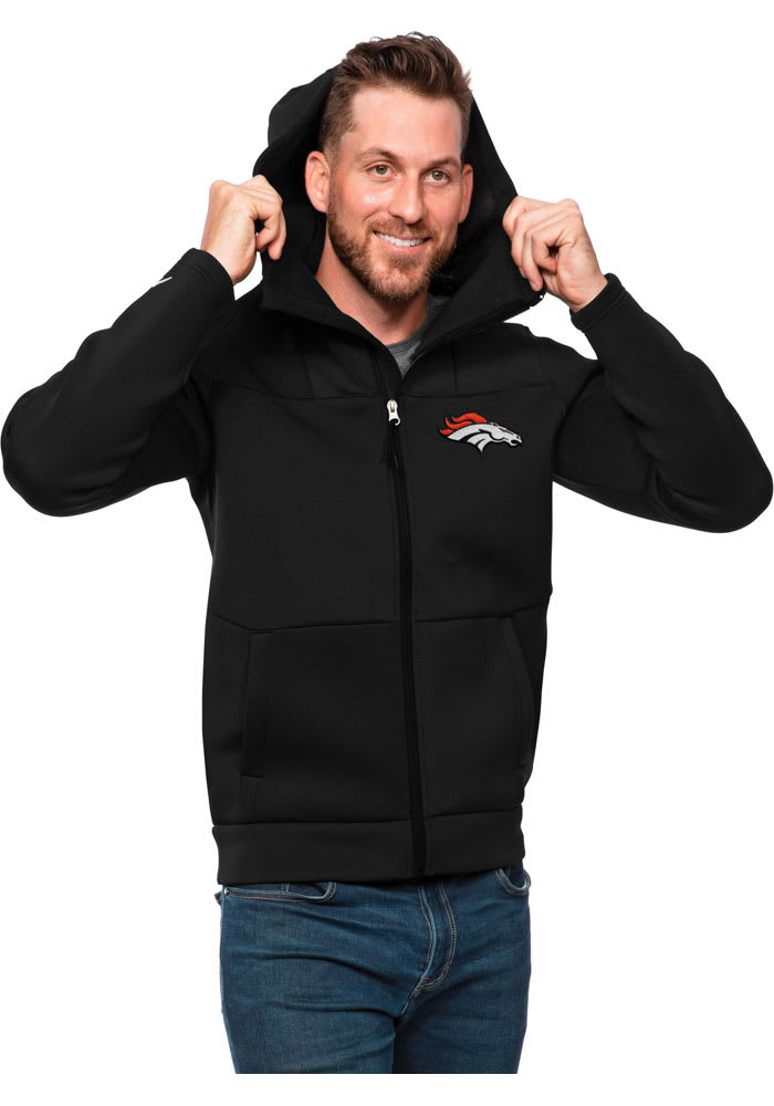 Antigua Denver Broncos Black Protect Long Sleeve Full Zip Jacket, Black, 100% POLYESTER, Size 4XL, Rally House