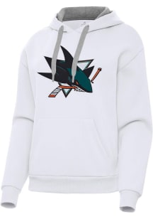 Antigua San Jose Sharks Womens White Full Front Victory Hooded Sweatshirt