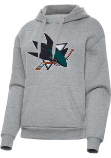 Antigua San Jose Sharks Womens Grey Full Front Victory Hooded Sweatshirt