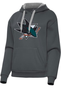 Antigua San Jose Sharks Womens Charcoal Full Front Victory Hooded Sweatshirt