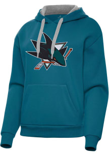 Antigua San Jose Sharks Womens Teal Full Front Victory Hooded Sweatshirt