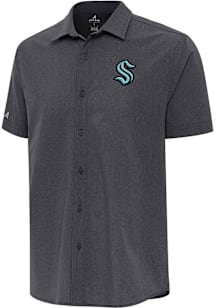 Antigua Seattle Kraken Mens Black Activate Short Sleeve Dress Shirt