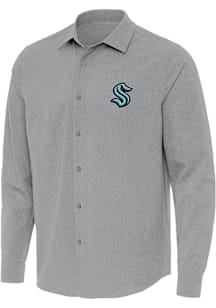 Antigua Seattle Kraken Mens Grey Exposure Long Sleeve Dress Shirt