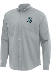 Antigua Seattle Kraken Mens Grey Flight Long Sleeve Dress Shirt