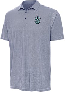 Antigua Seattle Kraken Mens Navy Blue Twine Short Sleeve Polo