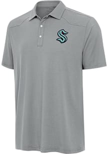 Antigua Seattle Kraken Mens Grey Western Short Sleeve Polo
