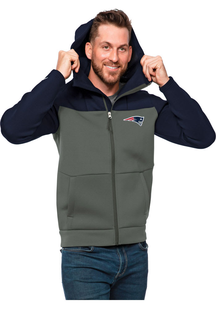 Antigua New England Patriots Navy Blue Tonal Logo Protect Long Sleeve Full Zip Jacket, Navy Blue, 100% POLYESTER, Size M, Rally House