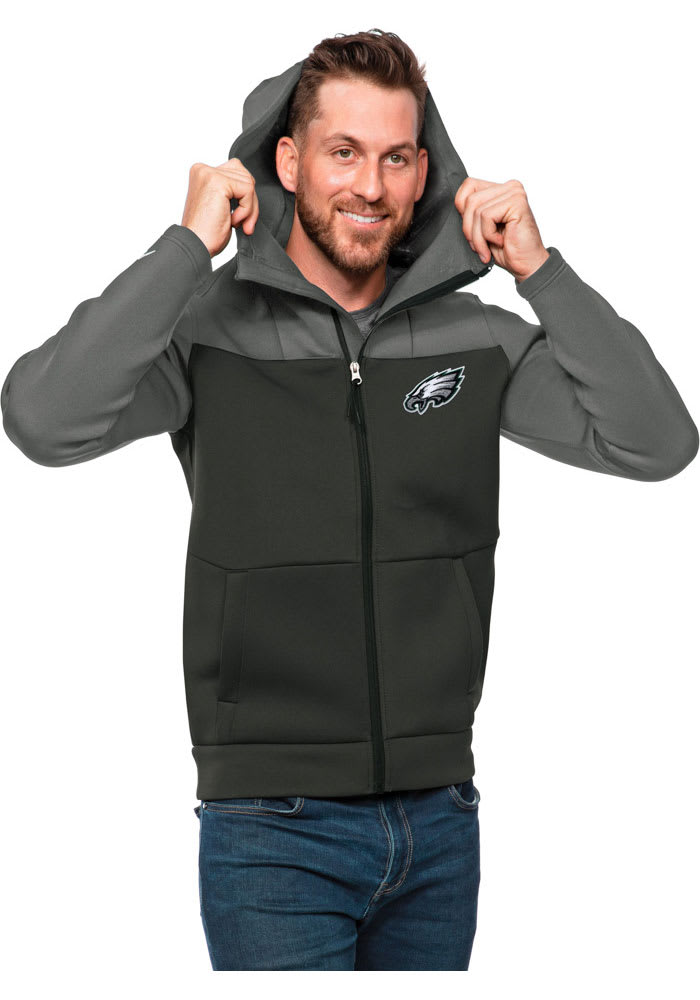 Antigua Philadelphia Eagles Grey Protect Long Sleeve Full Zip Jacket, Grey, 100% POLYESTER, Size M, Rally House