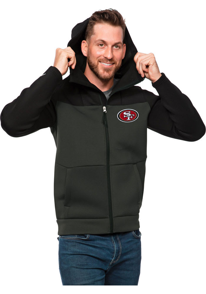 Antigua San Francisco 49ers Black Legacy Long Sleeve Full Zip Jacket, Black, 100% POLYESTER, Size M, Rally House