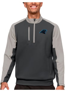 Antigua Carolina Panthers Mens Grey Team Long Sleeve 1/4 Zip Pullover