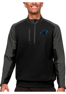 Antigua Carolina Panthers Mens Black Team Long Sleeve 1/4 Zip Pullover