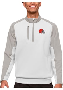 Antigua Cleveland Browns Mens White Team Long Sleeve 1/4 Zip Pullover