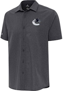 Antigua Vancouver Canucks Mens Black Activate Short Sleeve Dress Shirt