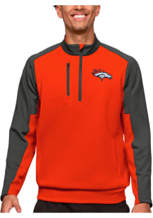 Antigua Denver Broncos Mens Orange Team Long Sleeve 1/4 Zip Pullover