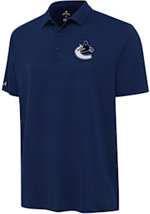 Antigua Vancouver Canucks Mens Navy Blue Reprocess Recycled Short Sleeve Polo