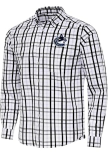 Antigua Vancouver Canucks Mens Black Tending Long Sleeve Dress Shirt