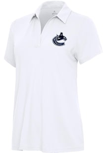 Antigua Vancouver Canucks Womens White Era Short Sleeve Polo Shirt