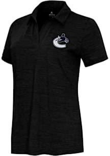 Antigua Vancouver Canucks Womens Black Layout Short Sleeve Polo Shirt