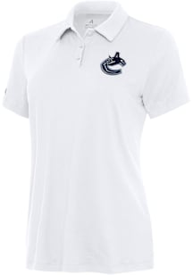 Antigua Vancouver Canucks Womens White Reprocess Recycled Short Sleeve Polo Shirt