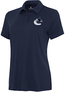 Antigua Vancouver Canucks Womens Navy Blue Reprocess Recycled Short Sleeve Polo Shirt