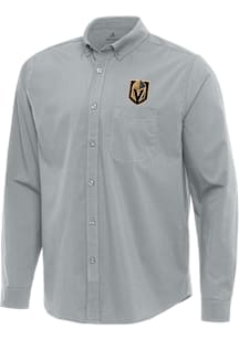 Antigua Vegas Golden Knights Mens Grey Flight Long Sleeve Dress Shirt