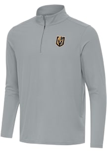 Antigua Vegas Golden Knights Mens Grey Intent Long Sleeve Qtr Zip Pullover