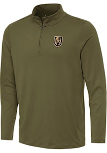 Antigua Vegas Golden Knights Mens Olive Reprocess Recycled Long Sleeve Qtr Zip Pullover