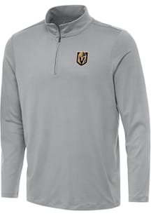 Antigua Vegas Golden Knights Mens Grey Reprocess Recycled Long Sleeve Qtr Zip Pullover