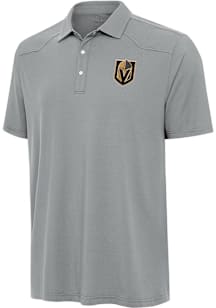 Antigua Vegas Golden Knights Mens Grey Western Short Sleeve Polo