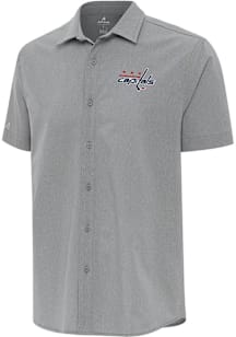 Antigua Washington Capitals Mens Grey Activate Short Sleeve Dress Shirt